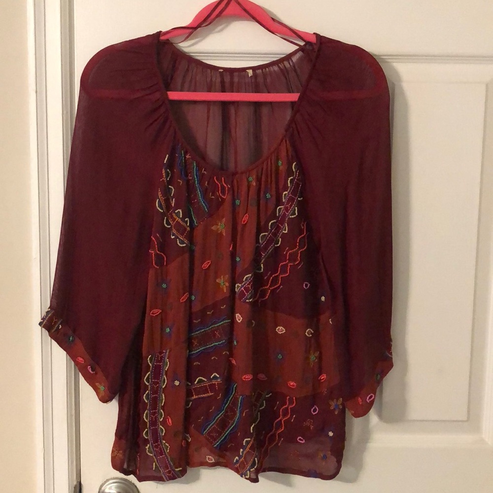 Red Beaded Women’s Bohemian Blouse